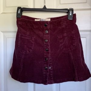 Wine color corduroy mini skirt